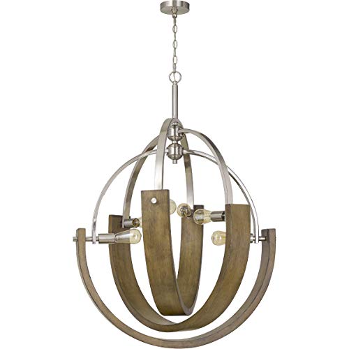 Cal Lighting Fx-3741-6 Transitional Six Light Chandelier From Rauma Collection In Pewter, Nickel, Silver Finish, 34.00 Inches
