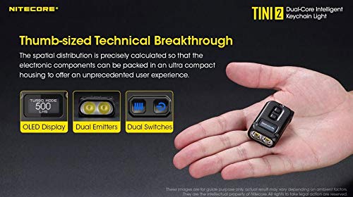 Nitecore TINI 2 Keychain Flashlight - 500 Lumen, USB-C Rechargeable, Aluminum, Model TINI2USB