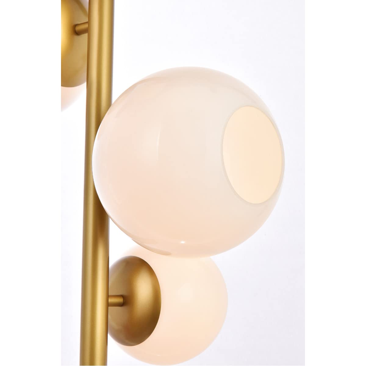 Living District Wells 4-Light Mid-Century Metal Pendant in Brass and White