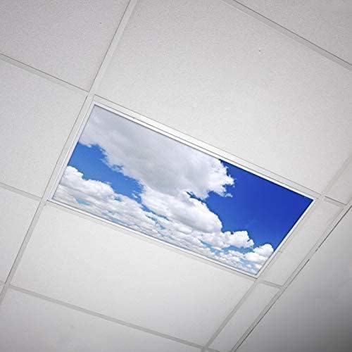 Fluorescent Light Cover for Classroom Ceiling Lights Clouds - Premium Backlit Film Insert 2x4 (22.38&quot;x46.5&quot;) Florescent Fixture (Pack of 1) School, Office, Sensory, Improve Focus, Eliminate Headaches