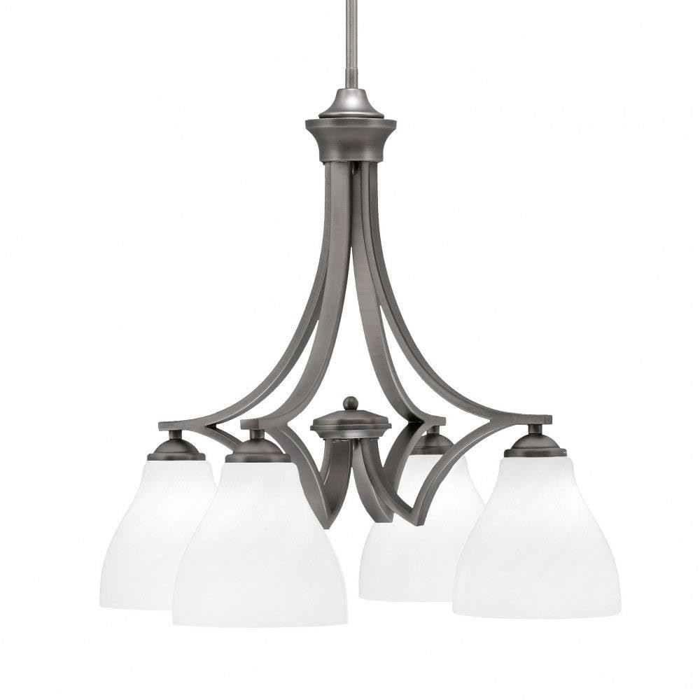 Toltec Lighting 568-Gp-4761 Zilo - 4 Light Downlight Chandelier-20.75 Inches Tall And 21.5 Inches Wide, Finish Color: Graphite, Glass Color: White Marble