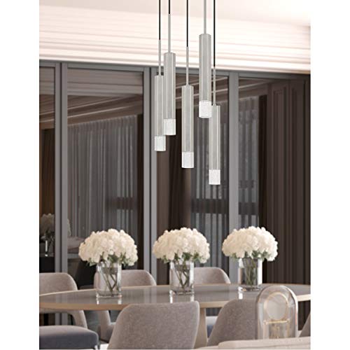 Cal Lighting Fx-3723-5P-Bs Transitional Led Pendant From Led Pendant Collection In Pewter, Nickel, Silver Finish, 12.50 Inches