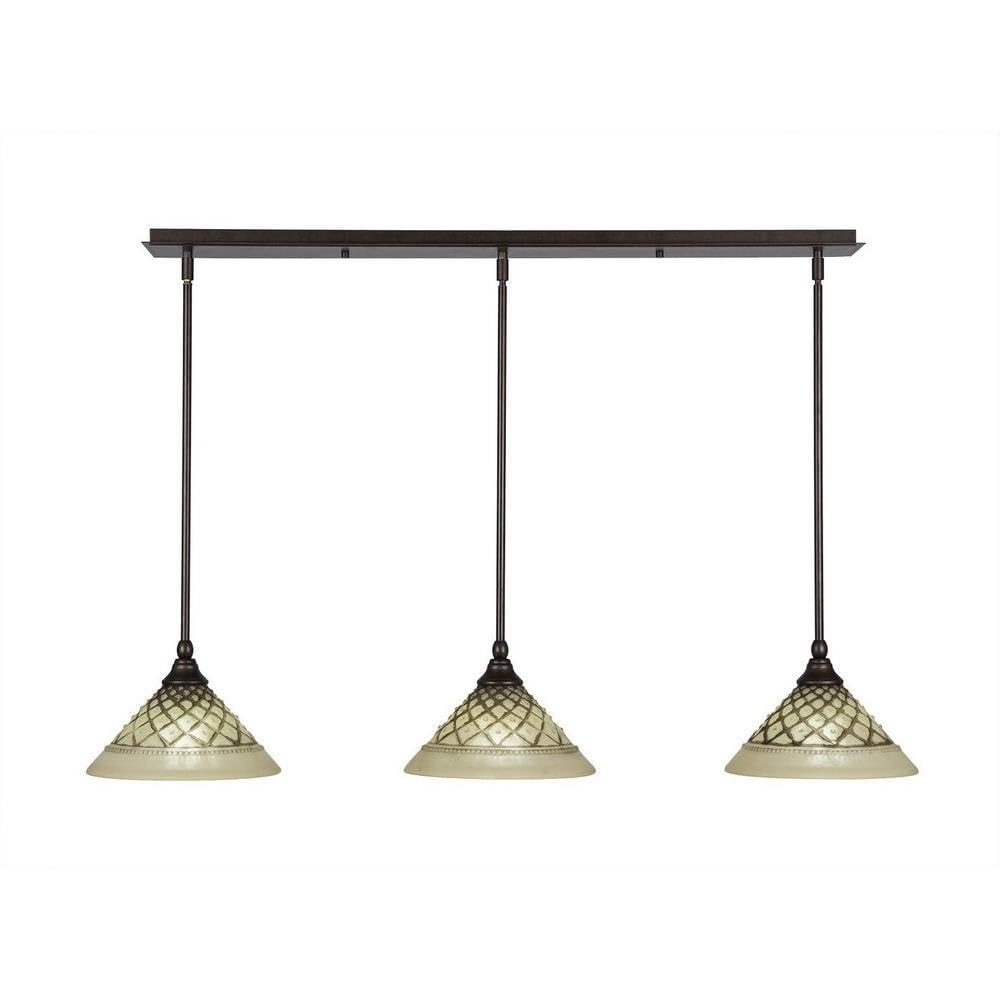 Toltec Lighting 3 Light Linear Pendalier In Bronze (36-Brz-7183)