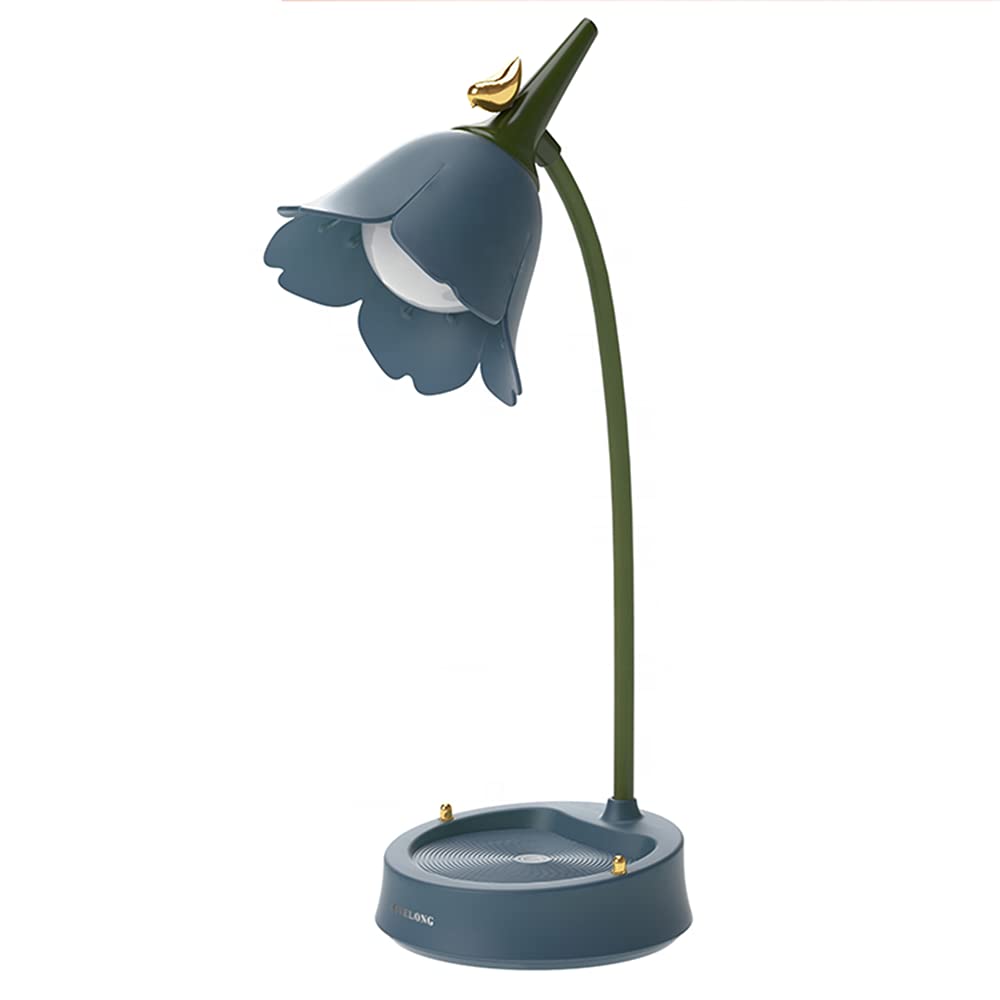 magical JD LED Desk Lamp - Cordless, Adjustable Gooseneck, Dimmable, Rechargeable, Eye-Caring Night Light for Kids - Blue