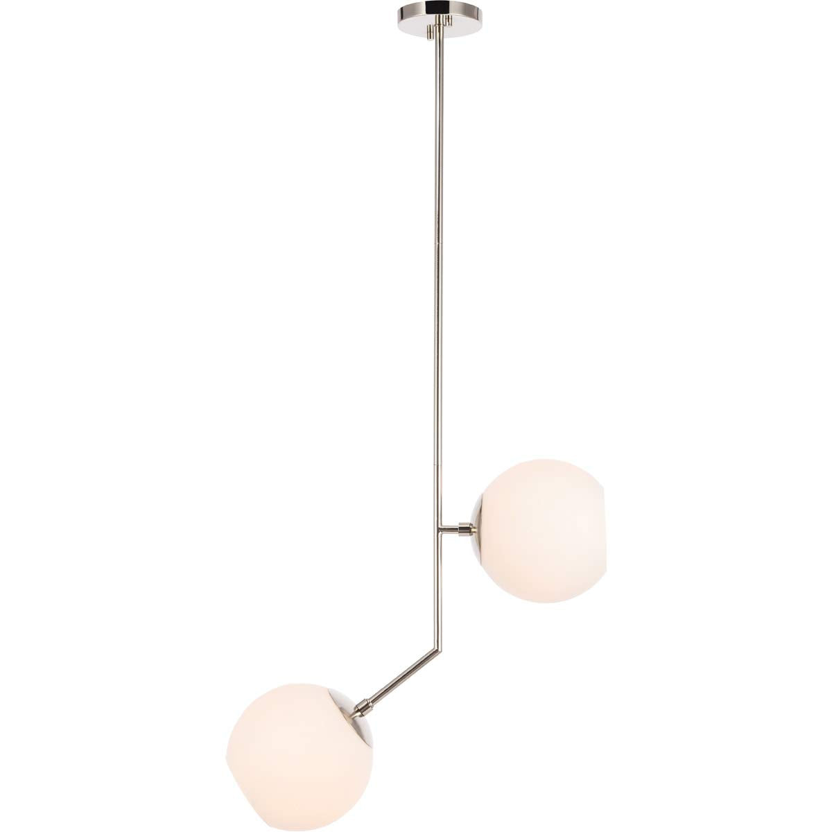 Living District Chrome 2-Light Pendant Light With Frosted White Glass Shade