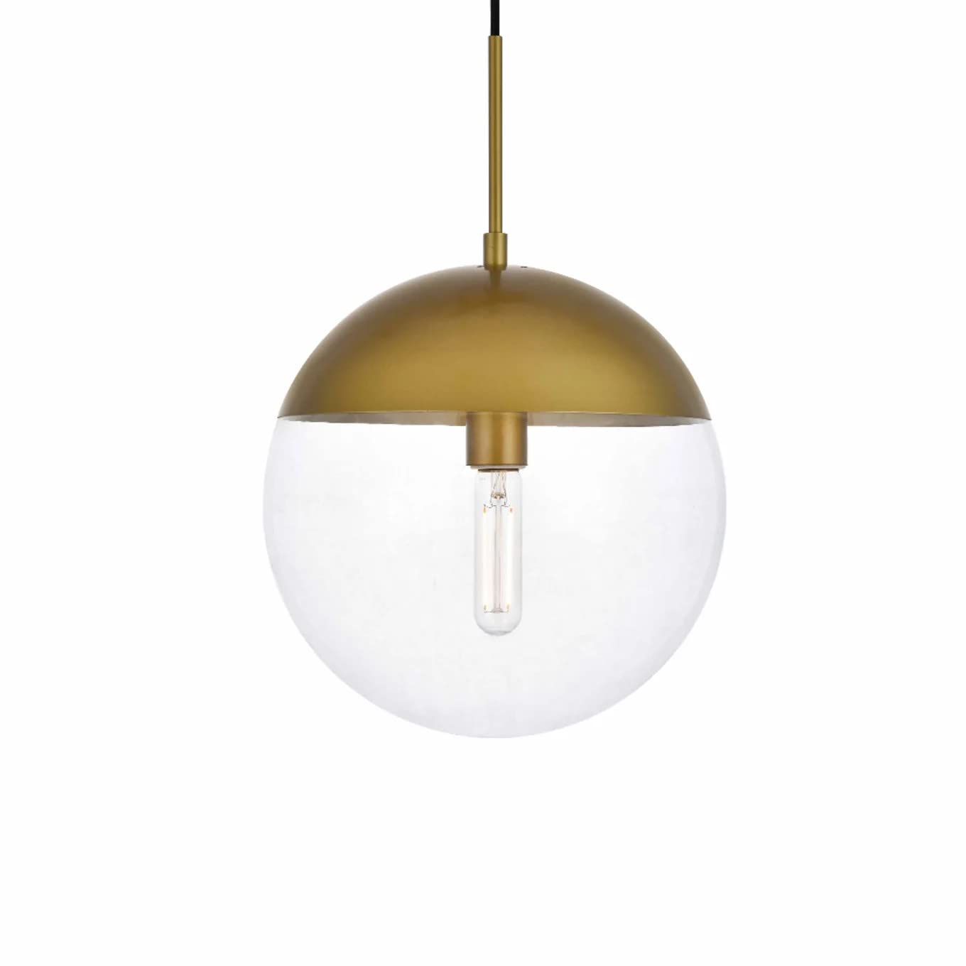 Living District 1-Light Brass & Clear Glass Pendant - Modern Metal Lighting Fixture