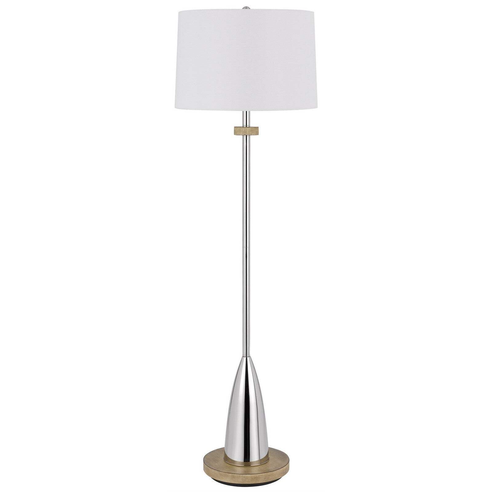 Homeroots Chrome Traditional Floor Lamp - 61 In. Tall With White Square Shade - Metal Construction