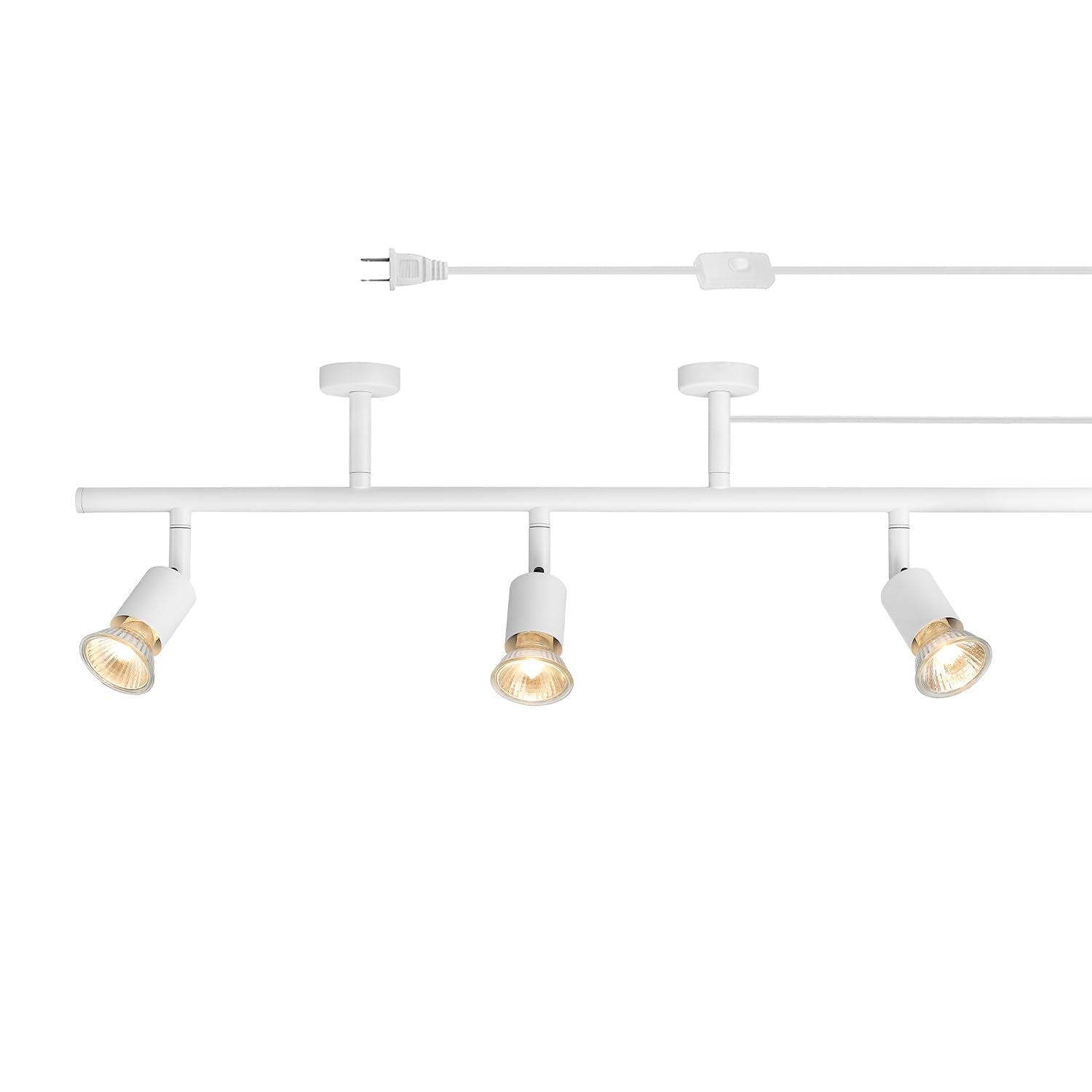 Globe Electric Plug-in Track Lighting, 3-Light Adjustable Track Bar, Matte White 22-Inch Fixture with 15-Foot Cord, Modern Ceili