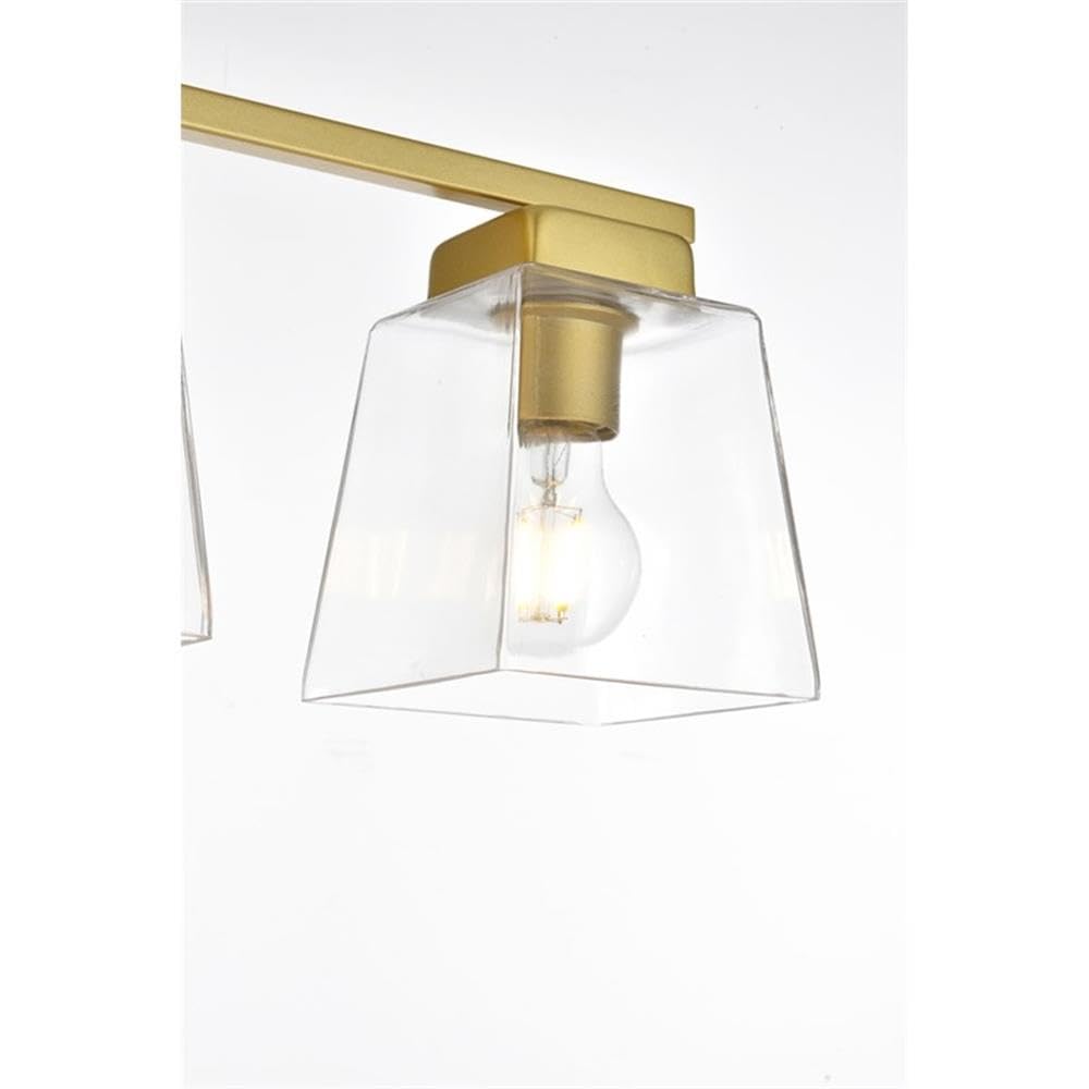 Living District Merrick 4-Light Iron & Glass Bath Sconce in Brass/Clear