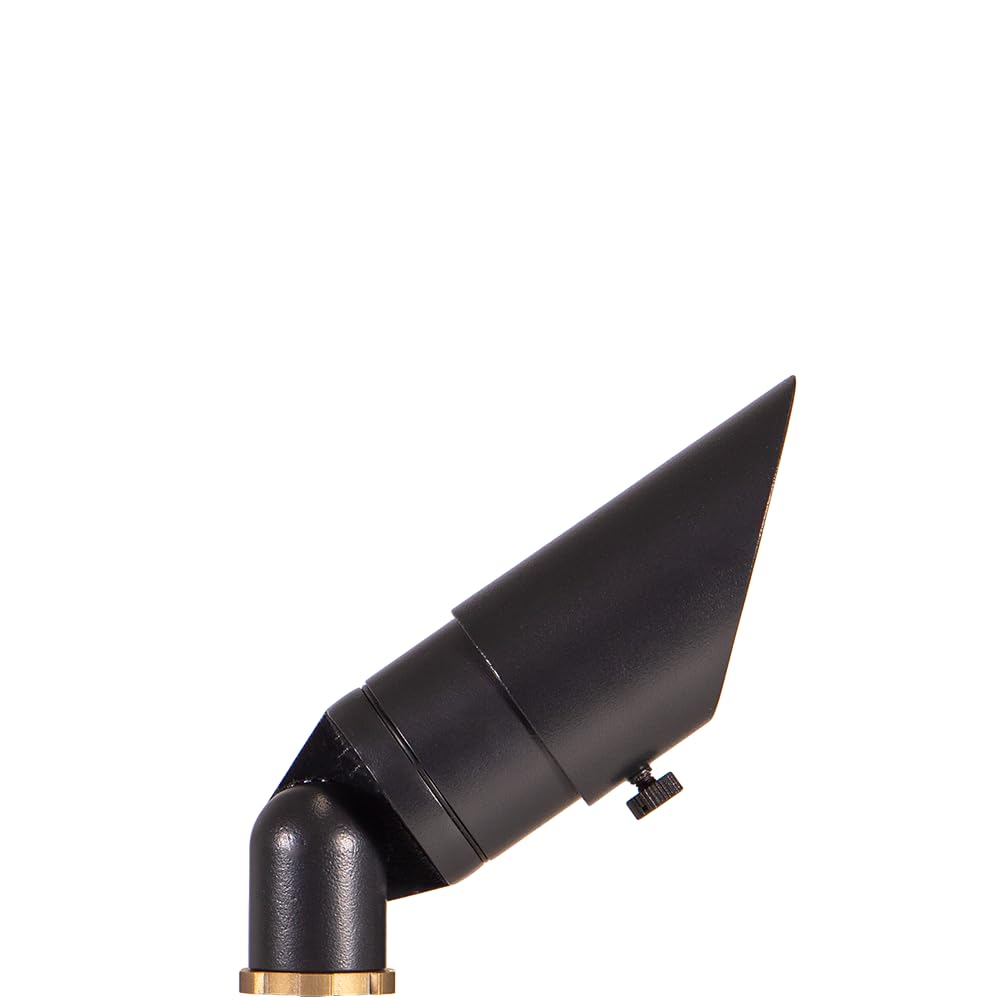 Volt Top Dog Scotty 12V Cast Brass Mini Outdoor Spotlight (Black) With 4W 2700K Warm White 350 Lumen Mr11 Led Bulb For Low Volta