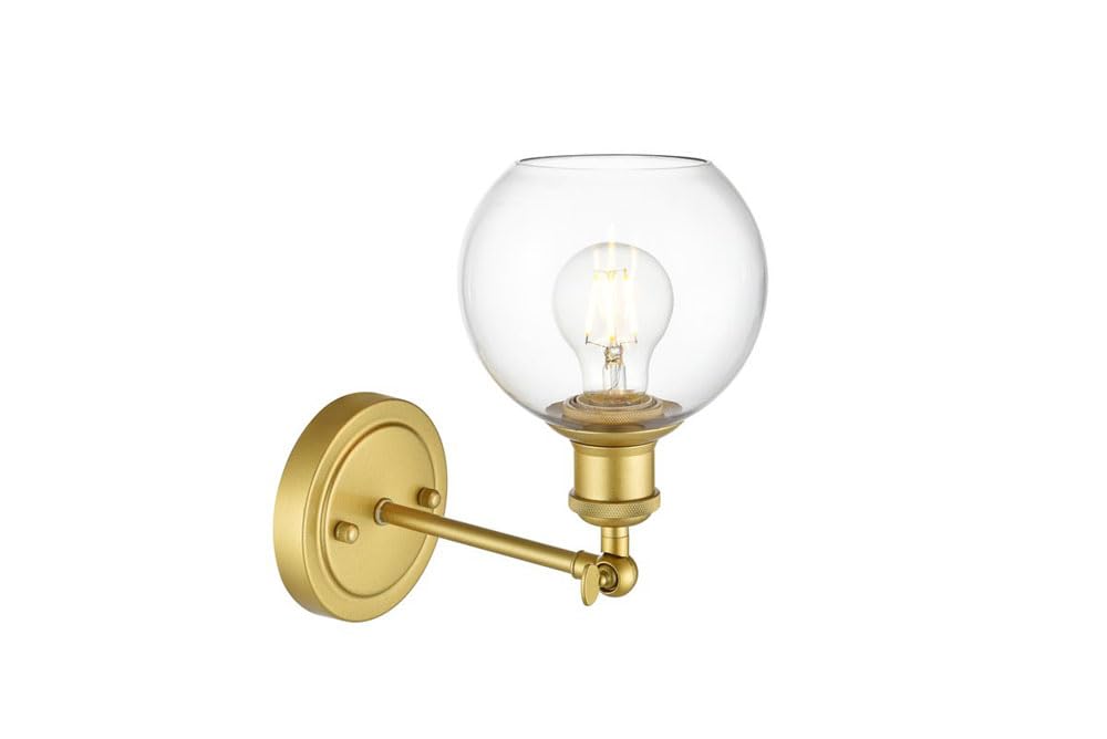 Living District Kai 1-Light Metal & Glass Bath Sconce in Brass/Clear