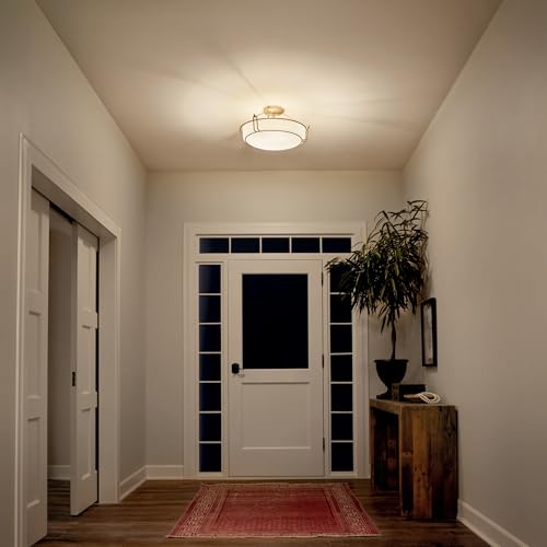 Kichler Alkire 22'' Semi Flush Mount Ceiling Light In Brushed Nickel, 4-Light Modern Ceiling Light With Satin Etched White Glass