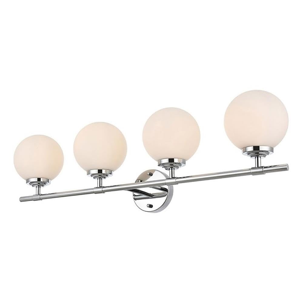 Living District Ansley 4-Light Iron & Glass Bath Sconce in Chrome/Frosted White