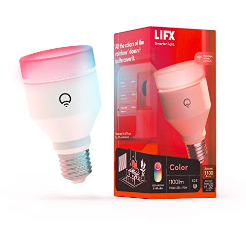 Lifx Color, A19 1100 Lumens, Wi-Fi Smart Led Light Bulb, Billions Of Colors And Whites, No Bridge Required, Works With Alexa, He