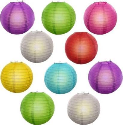 Wagela Round Hanging Ball Paper Hanging Lantern Paper Lamp for Decoration at Diwali Party Birthday Chrismas New Year Multicolor,