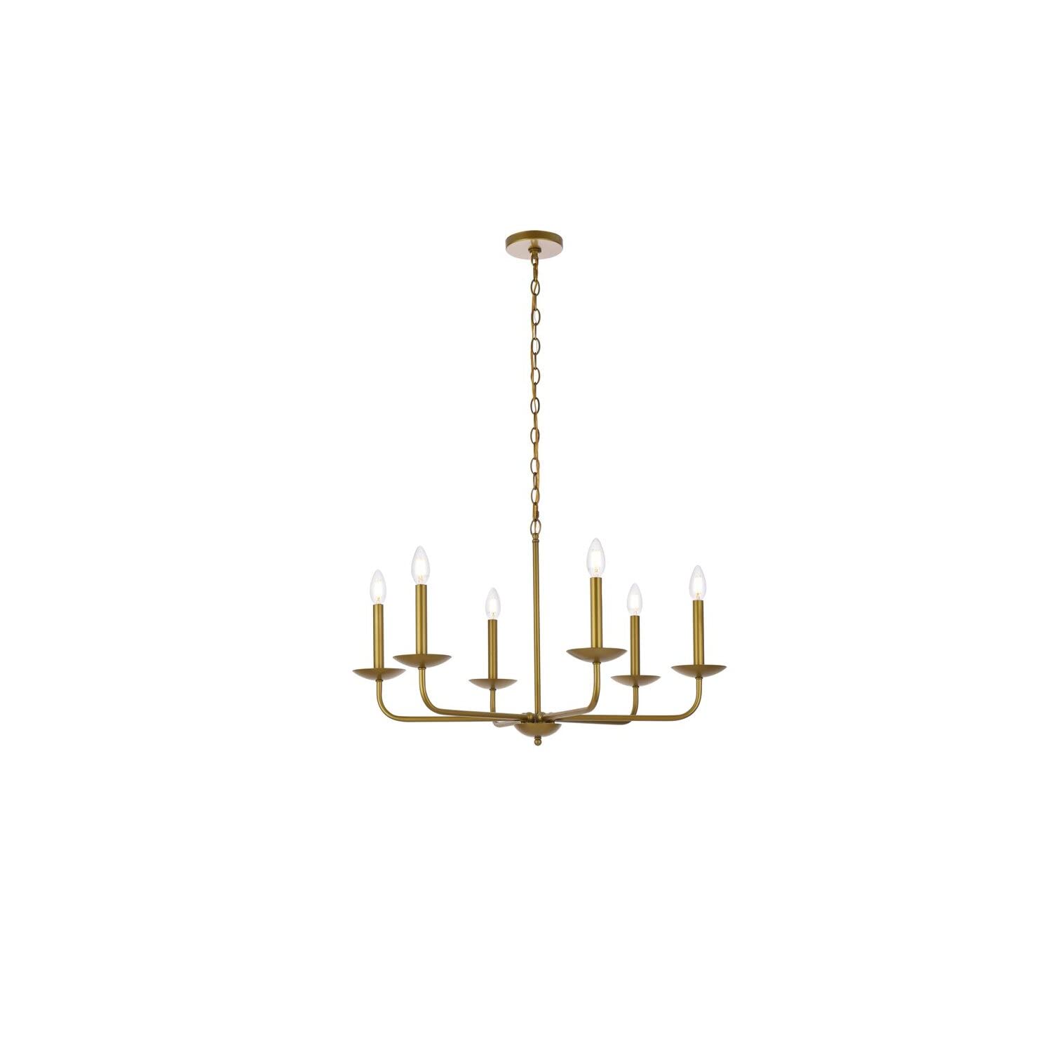 Living District Cohen 6-Light Mid-Century Style Metal Pendant in Brass Finish
