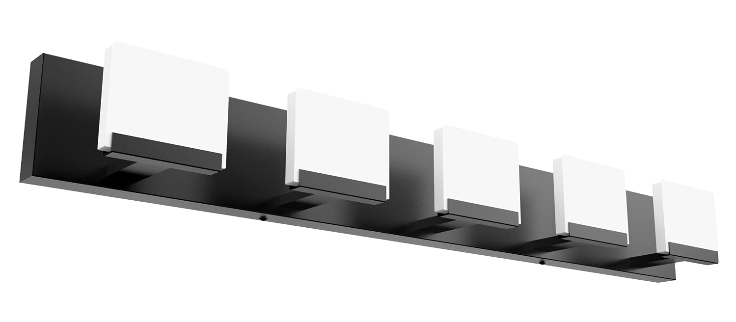 Ralbay LED Bathroom Vanity Light 5-Light Acrylic Matte Black Model 8281-5T