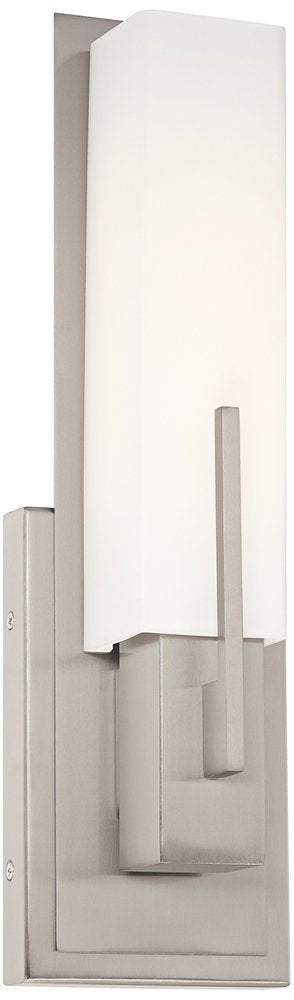 Possini Euro Design Midtown Modern Wall Light Sconce Satin Nickel Hardwired 4 1/2'' Wide Fixture White Glass Rectangular Shade F