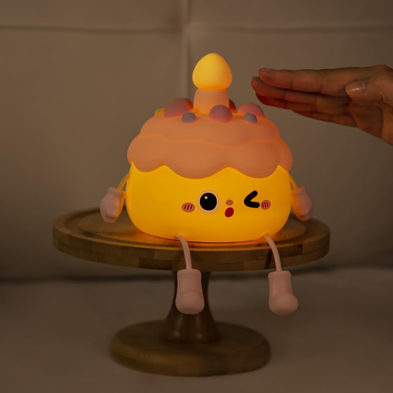 Qanyi Birthday Gifts Cupcake Light For Kids  Silicone Party Cake Nursery Night Lamp With Soft Touch  Rechargeable Table Lamp Decor Gift For Daughter Girl Sister