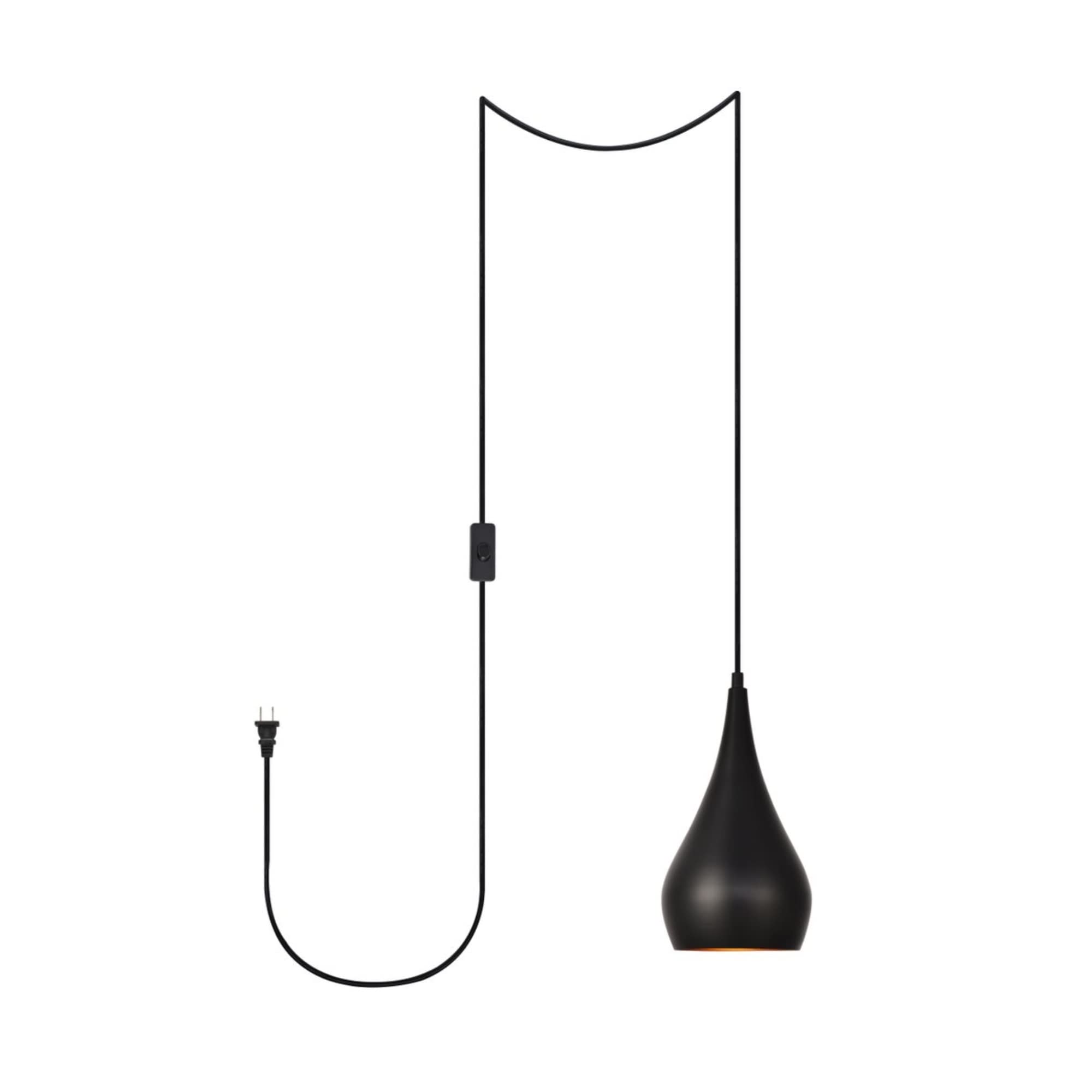 Living District Nora 1-Light Mid-Century Aluminum Pendant in Black