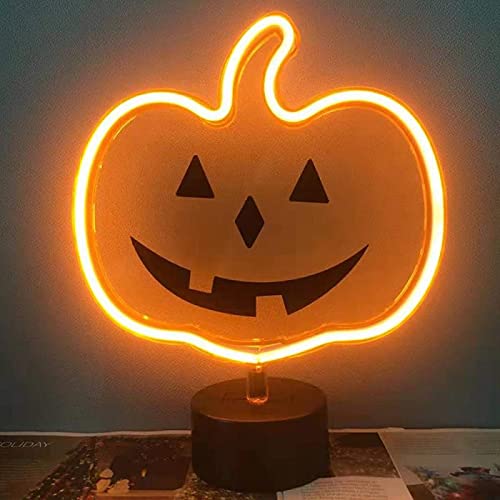 Derdor Orange Pumpkin Neon Sign, USB/Battery Powered Halloween Decor, Model RD-029