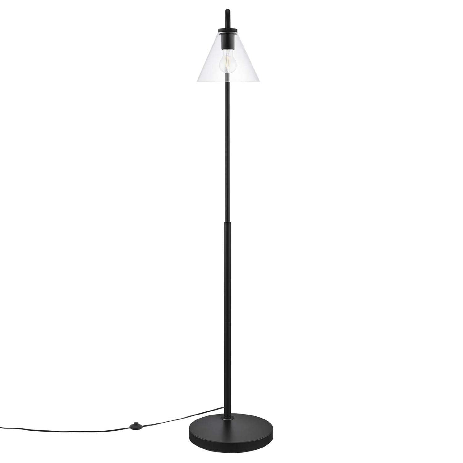 Modway Element 1-Light Modern Glass/Metal Floor Lamp in Black