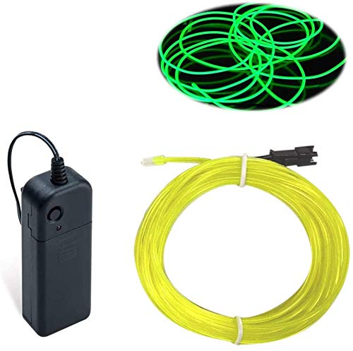MaxLax EL Wire Neon Light Strip 10M/32.8FT Fluorescent Green Portable Battery Pack for Parties, Halloween & DIY Decorations