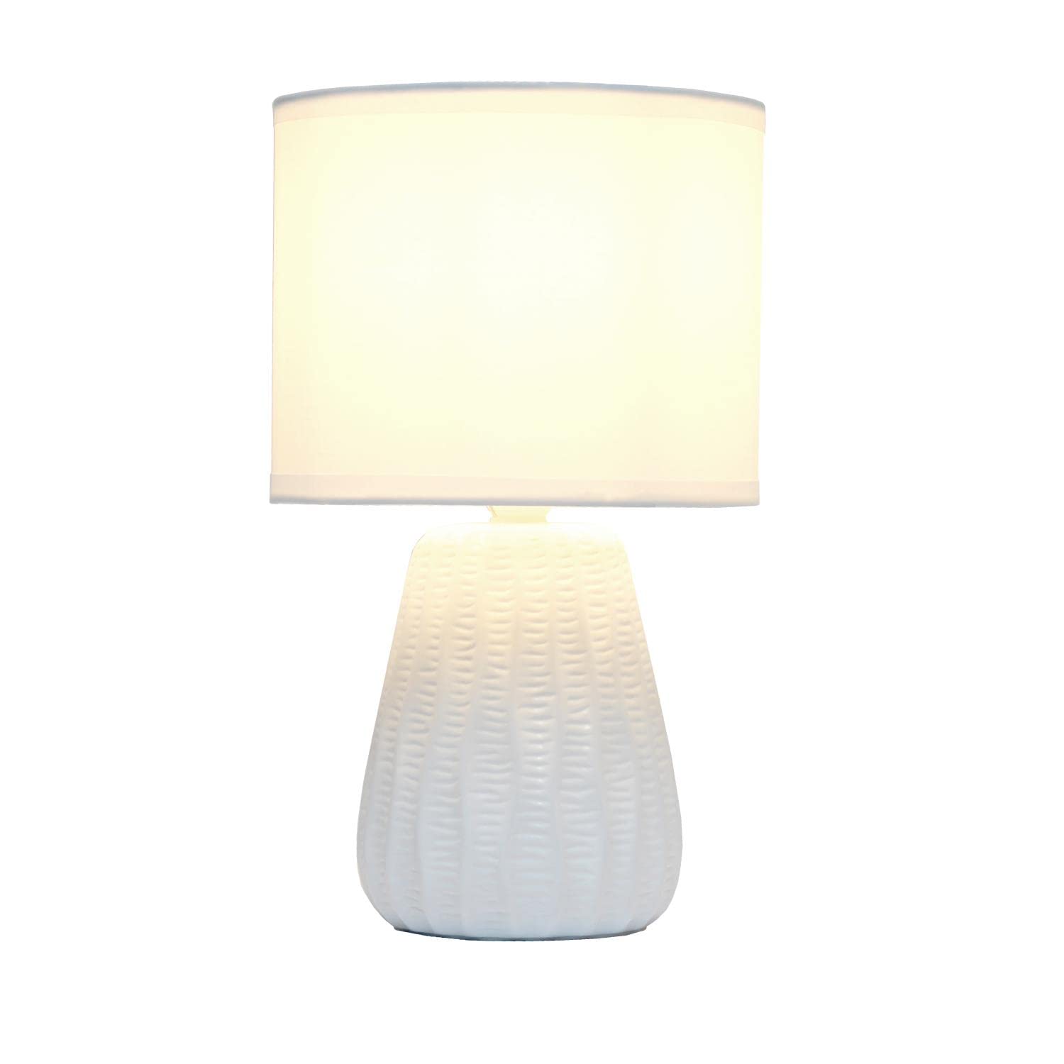 Simple Designs LT1138-OFF Ceramic Accent Lamp, 11.02in Off-White, Matching Shade, Ideal for Bedroom, Living Room, Nightstand