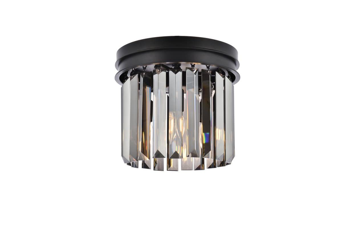 Urban Classics Sydney 3-Light Flush Mount Light Fixture, Matte Black & Silver, Metal