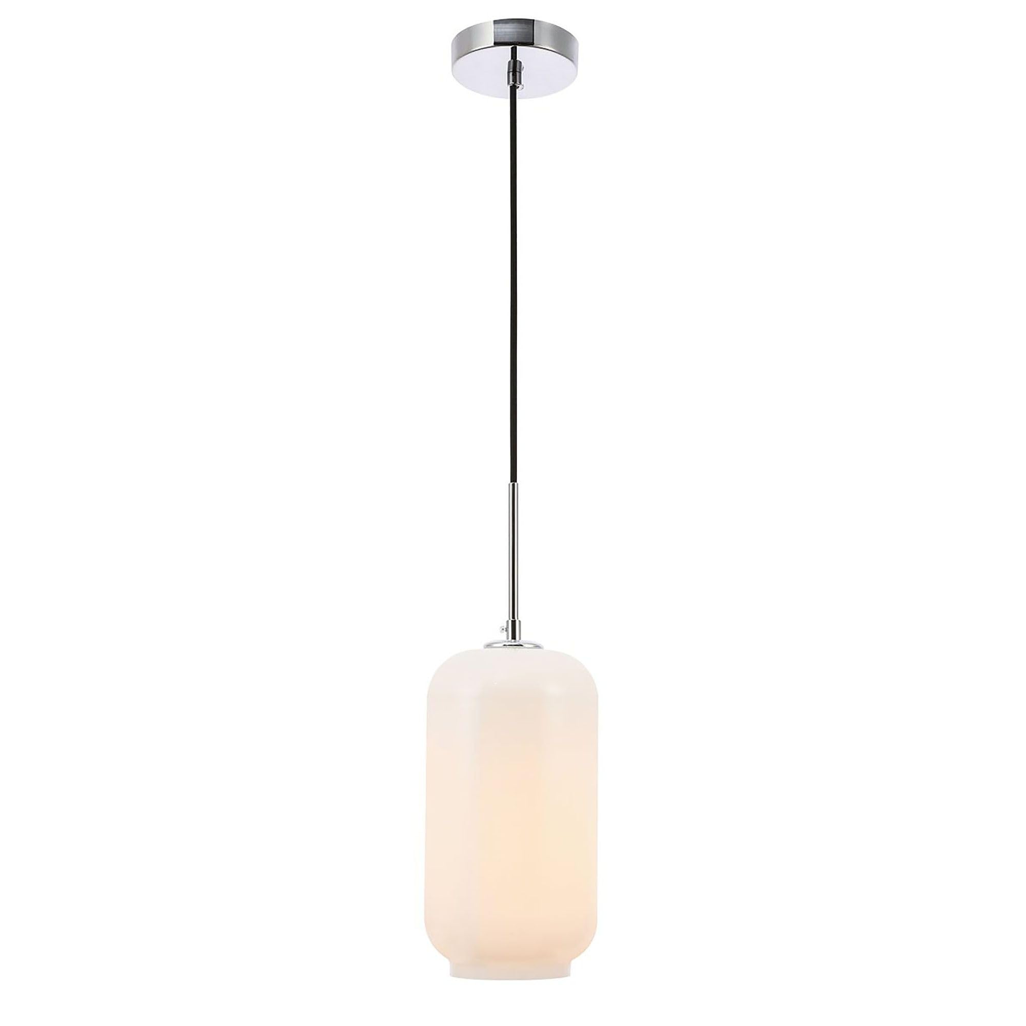 Living District Chrome Pendant Light With Frosted White Glass - Modern Ceiling Fixture
