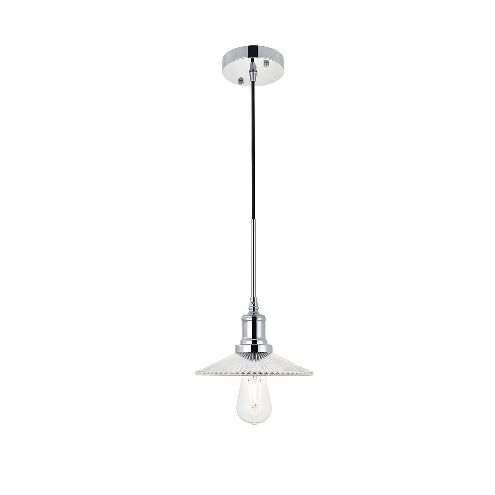 Living District Chrome Pendant Light - Modern Decorative Ceiling Fixture, 1 Light