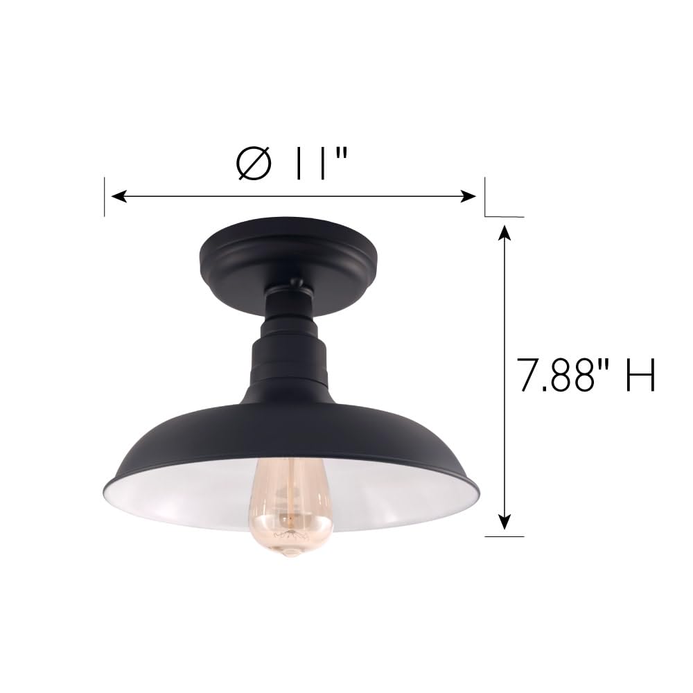 Design House 588525 Kimball Industrial Farmhouse 1-Light Indoor Dimmable Semi-Flush Ceiling Mount Light With Metal Shade For Kit