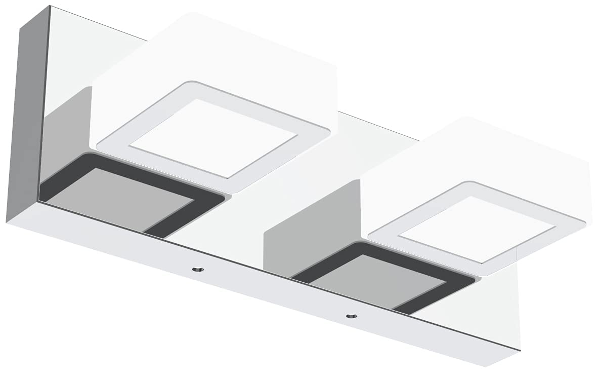 Ralbay Modern LED Vanity Light 2-Light Stainless Steel Cool White 6000K Chrome Model 8590-2T