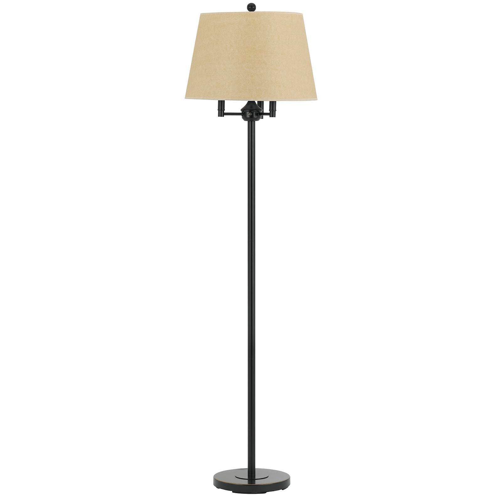 HomeRoots Four Light Floor Lamp, Metal, Traditional Style, 62 in., Beige Square Shade, Bronze Finish