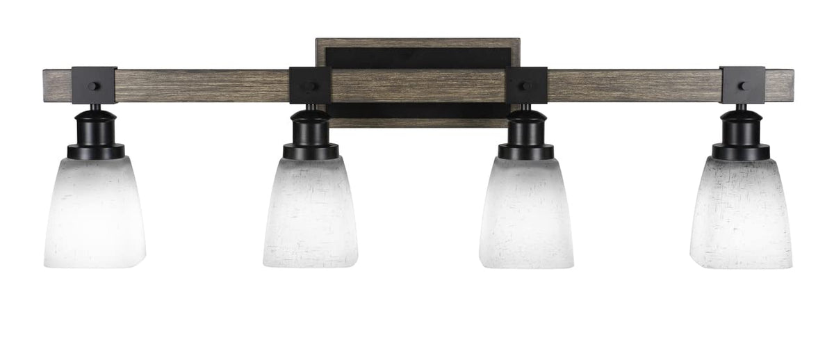 Tacoma - 4 Light Bath Bar-10.75 Inches Tall And Inches Wide-Black/Painted Wood Finish-White Muslin Glass Color