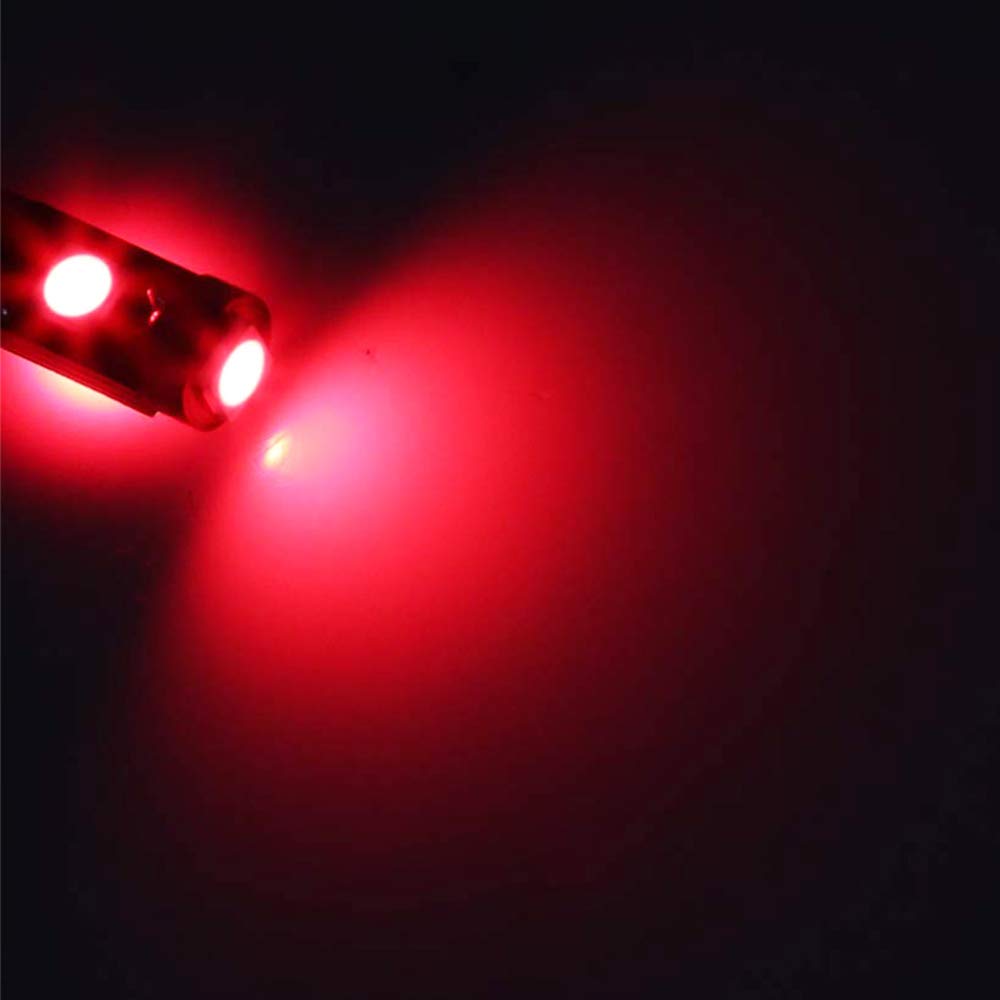 BlyilyB 10-Pack Red T5 PC74 LED Bulbs - Wedge Replacement for Dashboard Lights & Instrument Panel Cluster