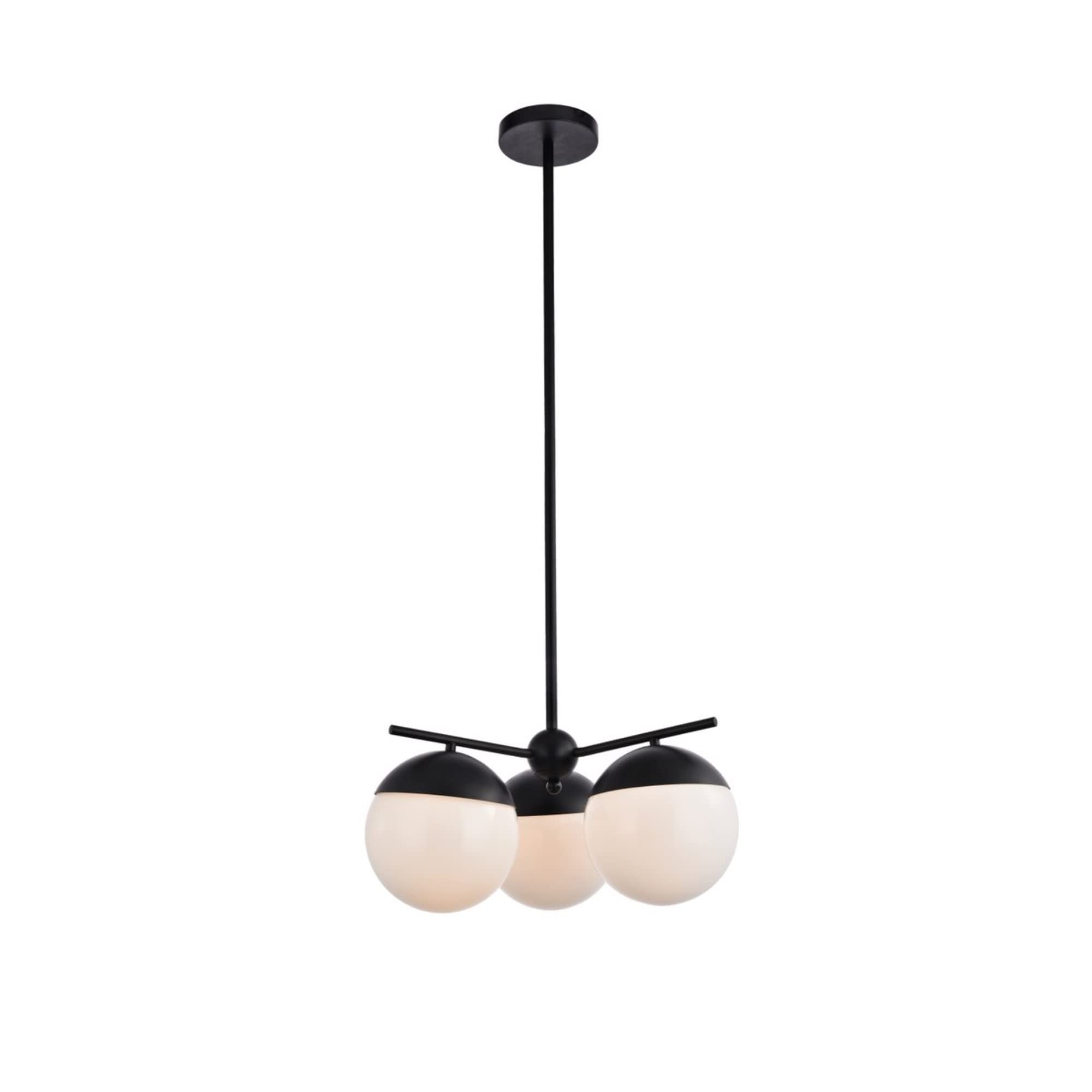 Living District Indoor Modern Home Decorative Bright Ceiling Eclipse 3 Lights Black Pendant with Frosted White Glass