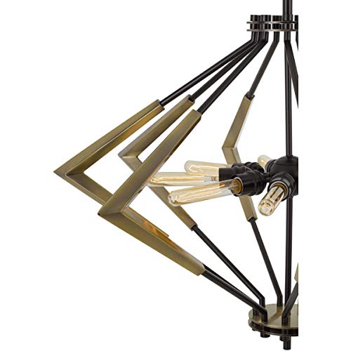 Cal Lighting FX-3709-9 Nine Light Chandelier, Antique Brass/Black, Metal, 38 inches