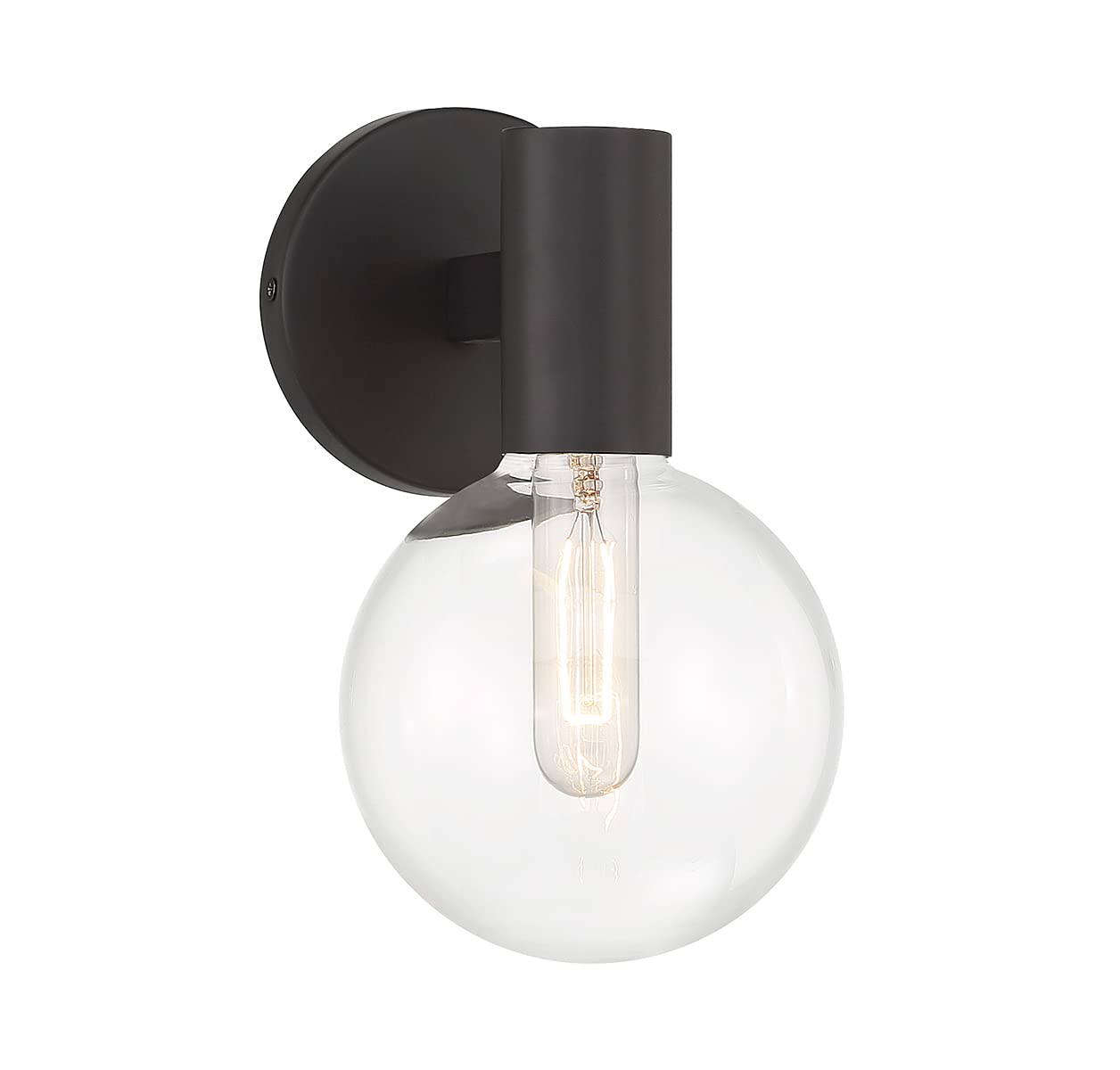 Savoy House 9-3076-1-89 Wright Modern Vintage Clear Glass Orb Wall Sconce, 1-Light 60 Watt, 10 H x 6 W, Matte Black