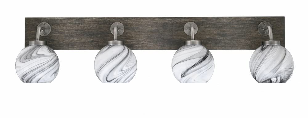 Toltec Lighting 1774-Gpdw-4109 Oxbridge - 4 Light Bath Bar-9 Inches Tall And 36.5 Inches Length, Finish Color: Graphite/Painted Distressed Wood-Look Metal, Glass Color: Onyx Swirl
