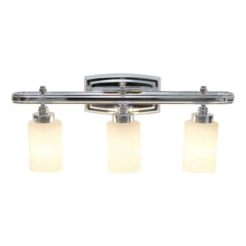 All The Rages 3-Light Metal Vanity Fixture, Chrome, Model LHV-1006-CH, Opaque Shade