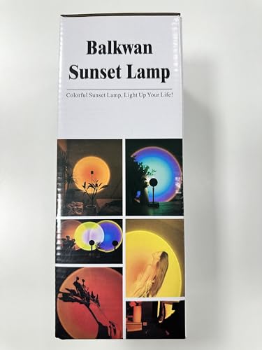 Balkwan Sunset Red Projection Lamp - LED Rainbow Night Light for Living Room & Bedroom Decor, USB Modern Floor Stand