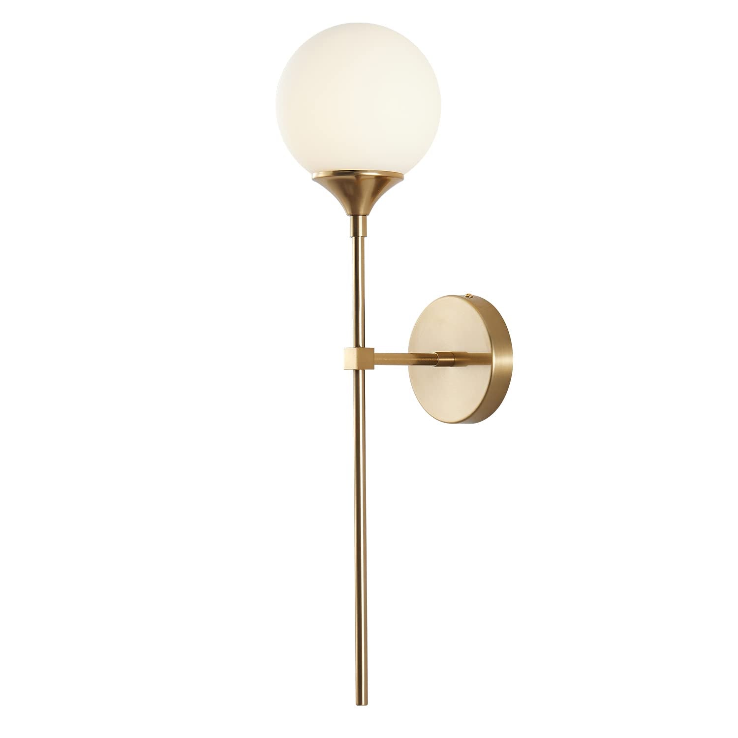 KCO Lighting Modern Milk Glass Wall Mounted Light Gold Long Sconces White Globe Wall Lamp Bathroom Bar Stairway Wall Light Fixtu