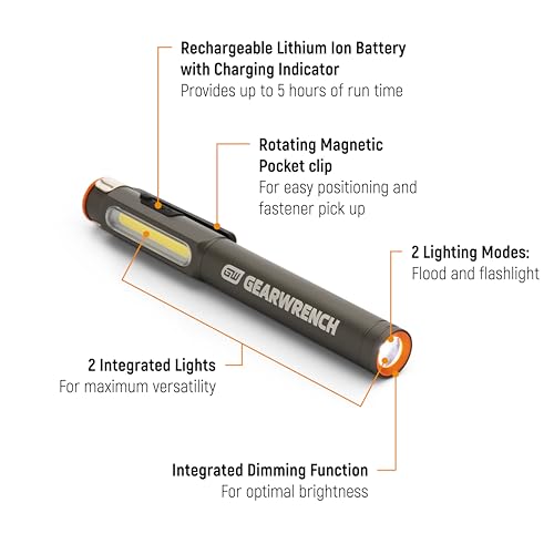 GEARWRENCH Rechargeable Pen Light GWSL2000 - Molten Orange & Black