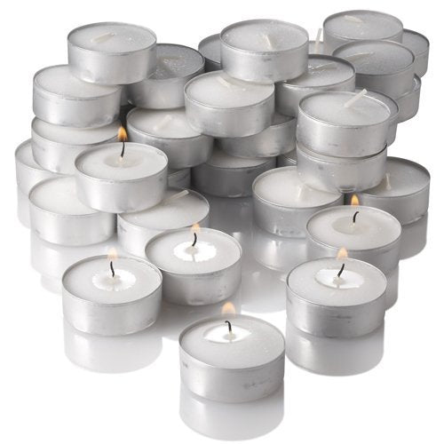 Pure Source India Wax Tea Light Candle (White, Set of 100) Smokeless Candles ., Unscented