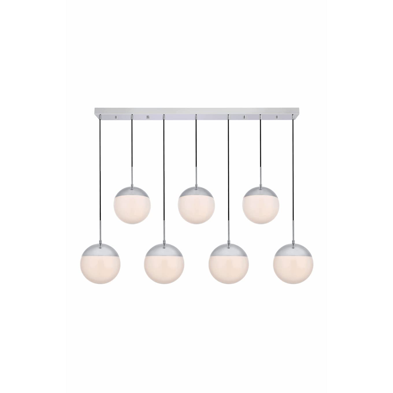 Living District Chrome Pendant Light With 7 Frosted White Glass Lights