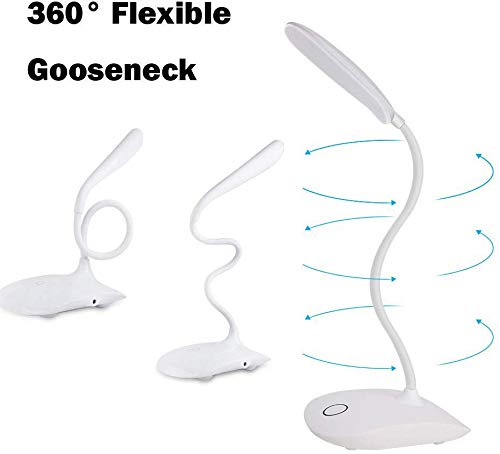 LED Table Lamp,Portable Eye-Protected Flexible Gooseneck Small Desk Lights for Dorm Study Office Bedroom-USB and 3 AA Batteries