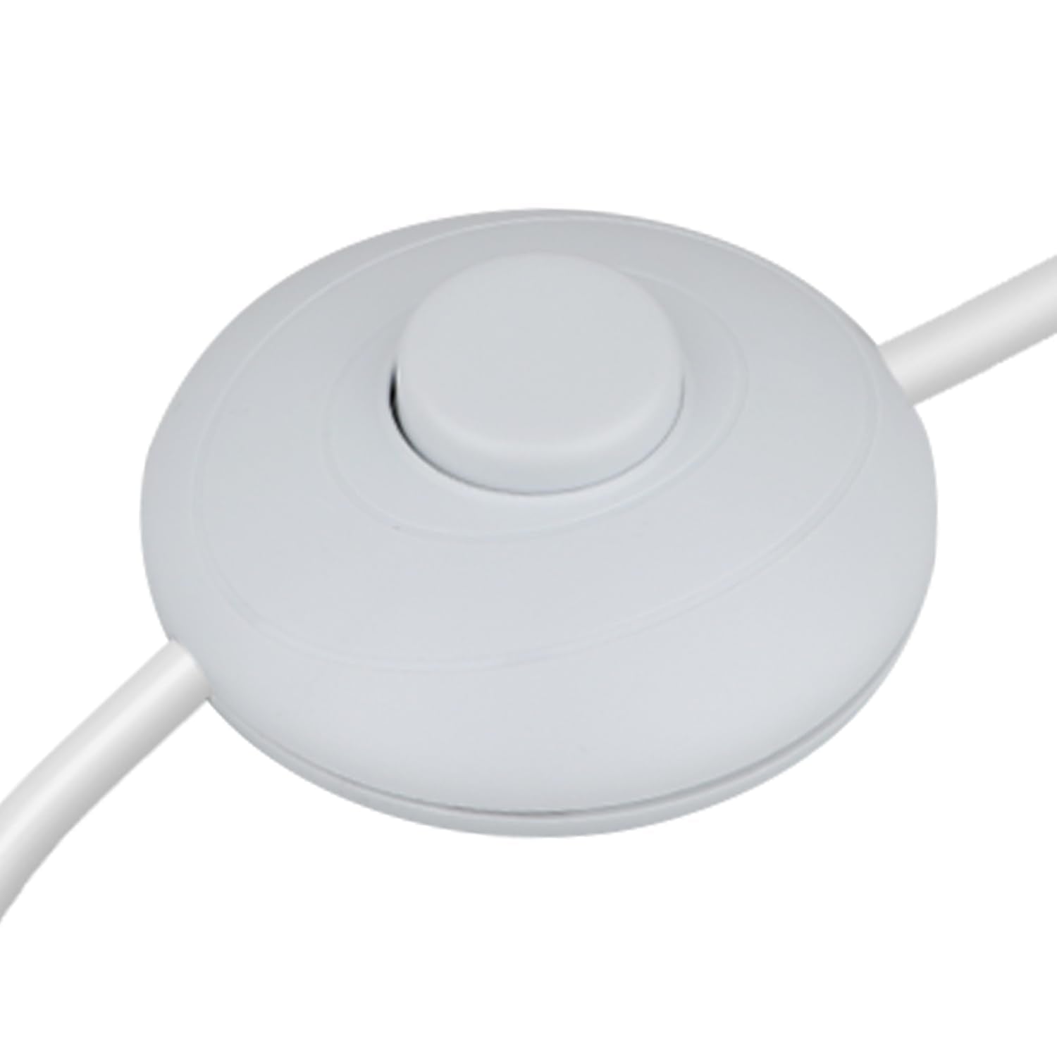 Helunsi 1Pcs Floor Lamp Foot Switch, White Foot Pedal Switch, Round Floor Lamps Foot Inline Switch, Step ON Off Spring Push Butt