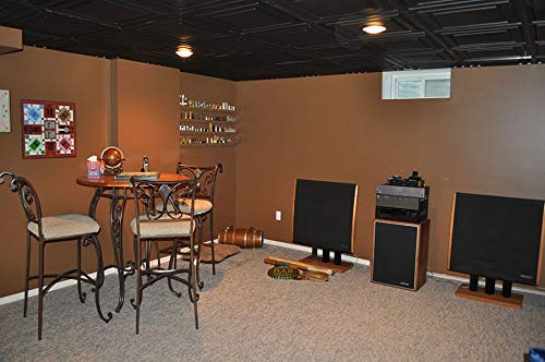 Ceilume Ceiling Tiles - Ultra-Thin Feather-Light, Vinyl, 2x4 ft, Black, 12 Tiles