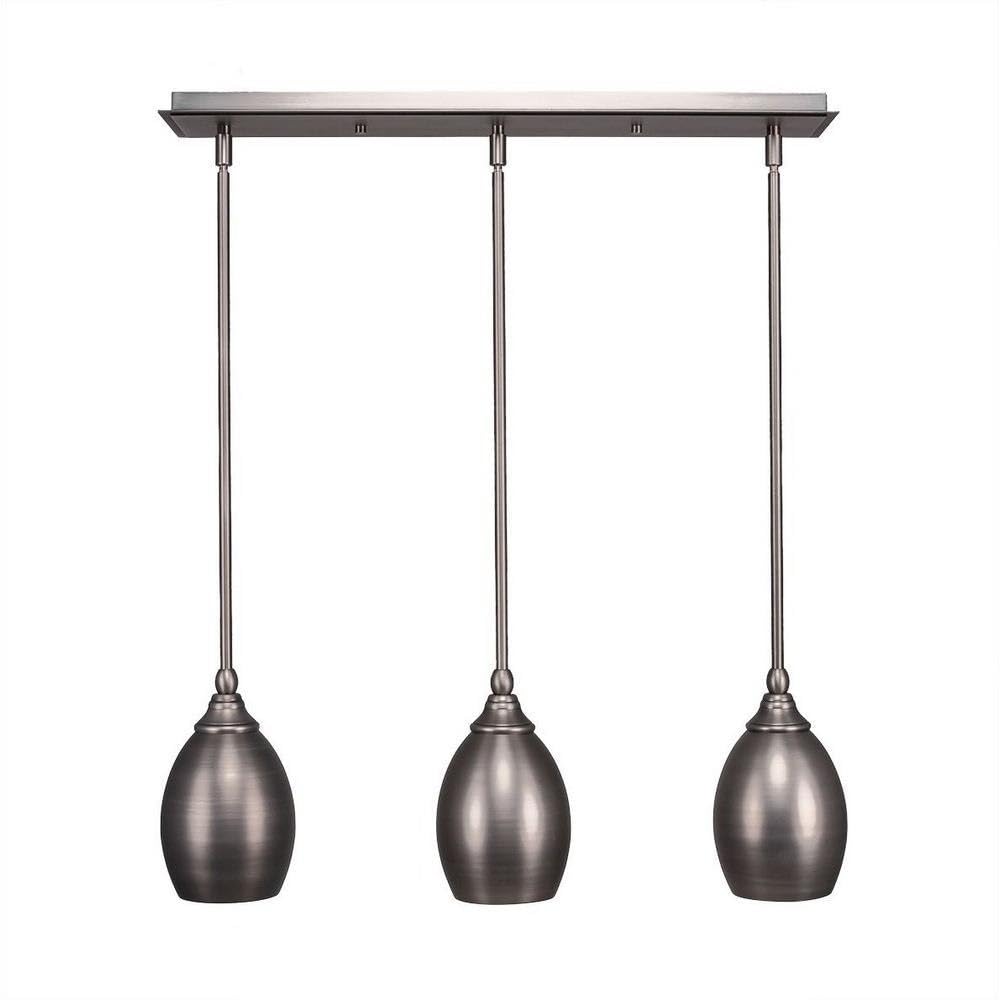Toltec Lighting 25-Bn-426 3 Light Multi-Light Mini Hang Straight Swivel Pendant With Oval Metal Shade, 5&quot;, Brushed Nickel